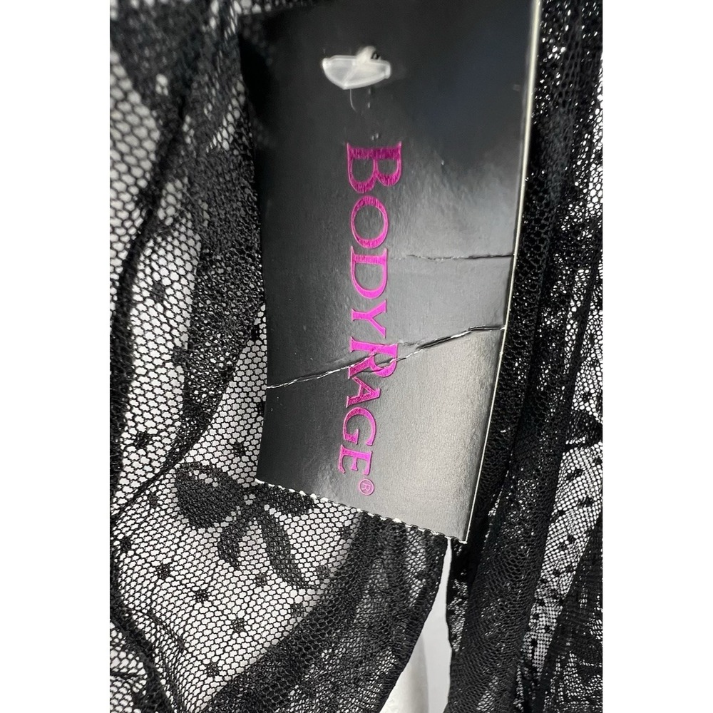 Bodyrage Black Sheer Mesh Bow Polka Dot Long Sleeve Top L/XL Goth Coquette Y2K - Picture 5 of 12